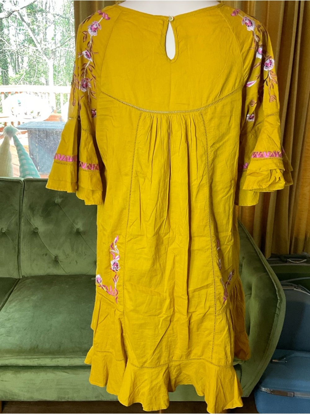 Free People Pavlo embroidered shift dress cotton Sz L - Picture 4 of 5